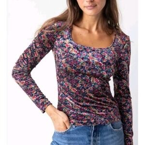 NATURAL LIFE Vibrant Floral Long Sleeve Top - Multicolor